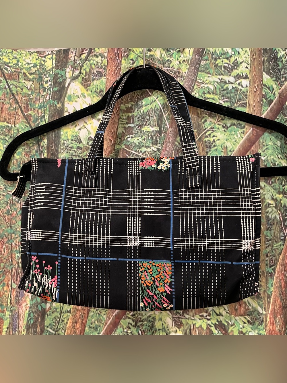 Vintage Floral Plaid Toiletry Tote Bag makeup bag rare